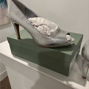 Bandolino Shimmering Silver Peep-Toe Heels
